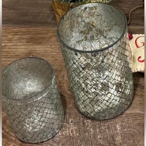 Pottery Barn Shimmering Hurricane Candle Holders NEW